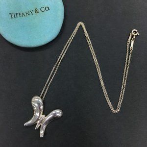 TIFFANY&CO. Silver 925 Elsa Peretti Butterfly Pendant Necklace /tz1144